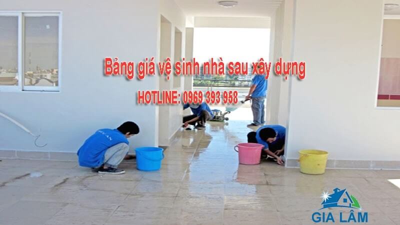 Bảng giá vệ sinh nhà sau xây dựng