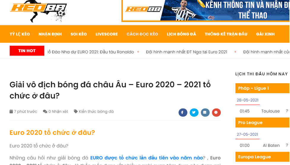 Soi kèo Euro miễn phí chuẩn 2021