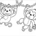 Tranh tô màu 2 con khỉ đu cây