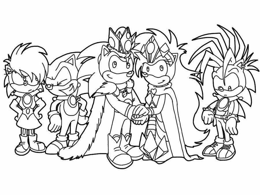 Tranh tô màu Sonic bên nhau