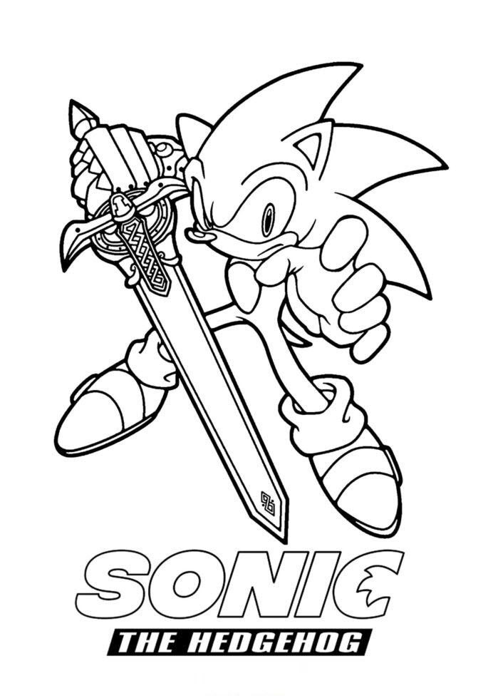 Tranh tô màu Sonic cầm kiếm