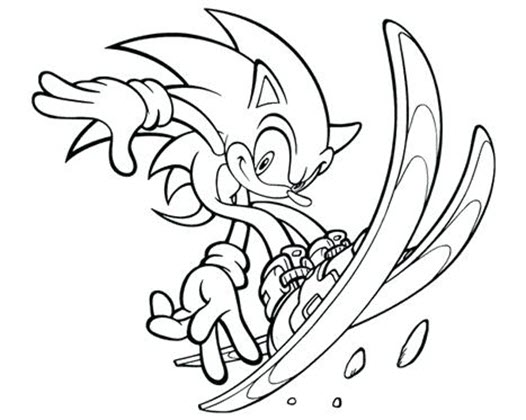 Tranh tô màu Sonic đang lướt ván