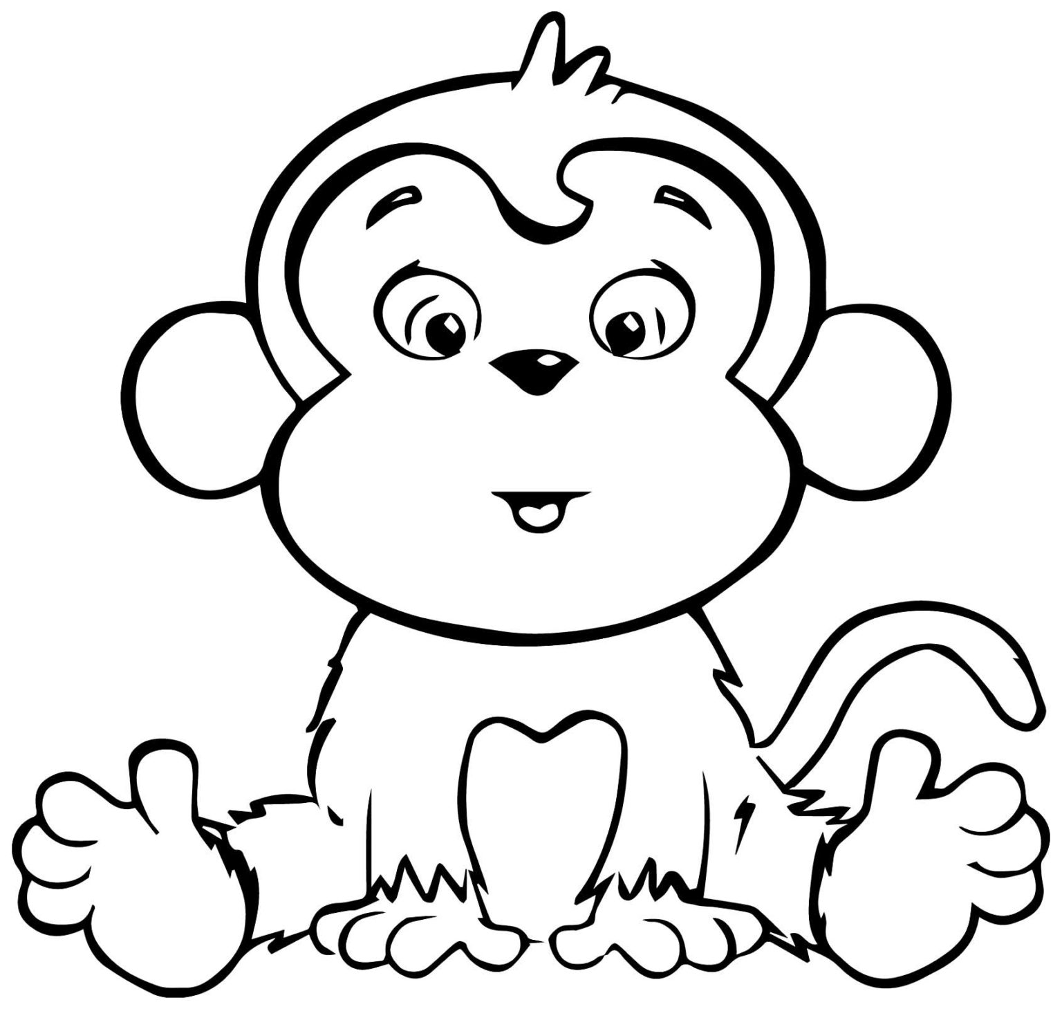 Tranh tô màu con khỉ cute