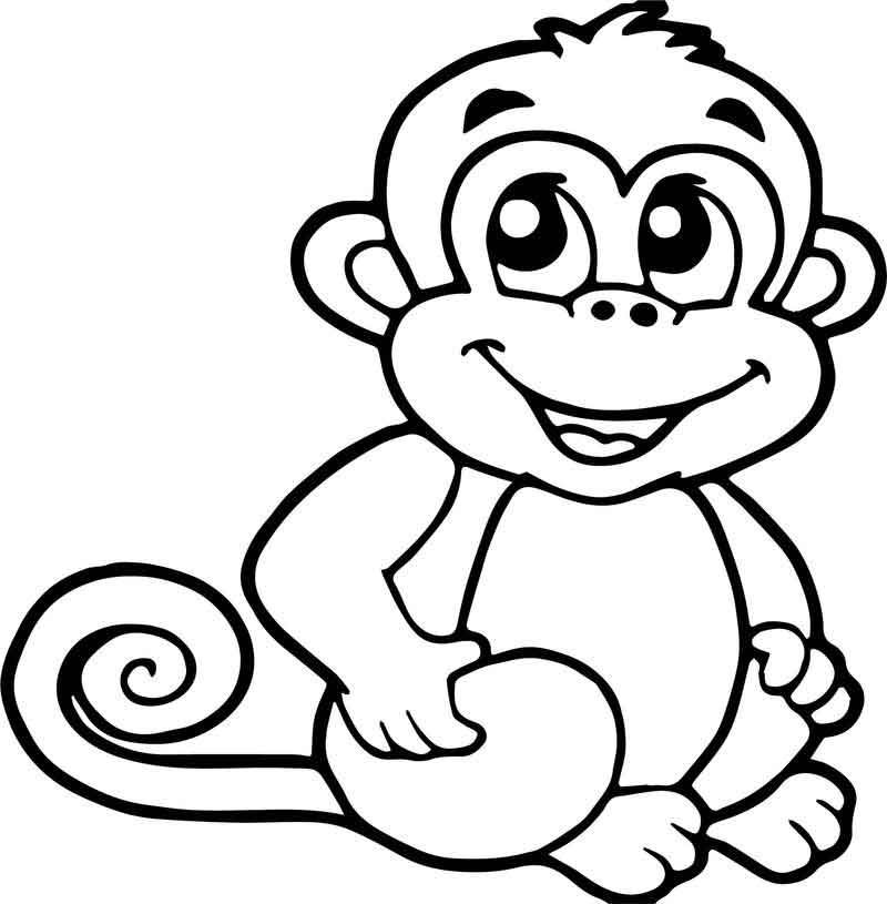 Tranh tô màu con khỉ dễ thương cute