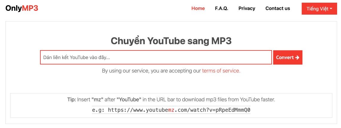 Cách chuyển video YouTube sang MP3 trên điện thoại với OnlyMP3